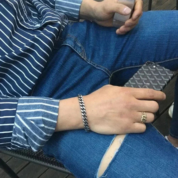 925 Sterling Silver Flat Chain Link Bracelet - Picture 5 of 5